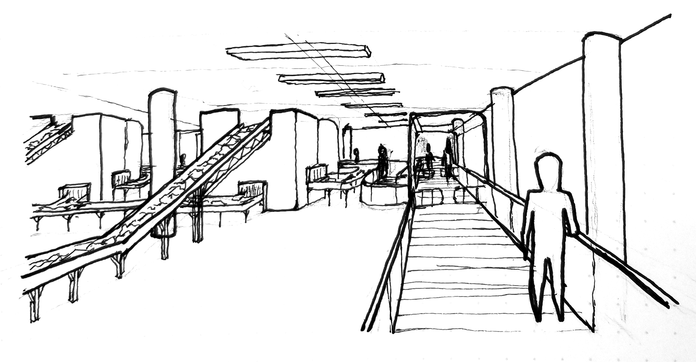 A visitor journey alongside plastic sorting machines